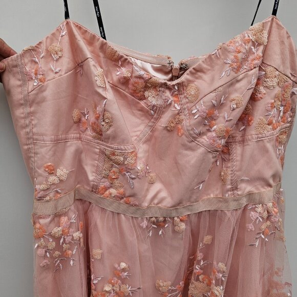 City Chic hi lo strapless beaded dress - Picture 2 of 7